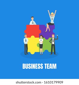 Business Team Banner Template with Cheerful Office Colleagues Vector illustration