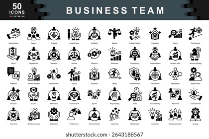 Business Team black icon collection set. Simple vector illustration.