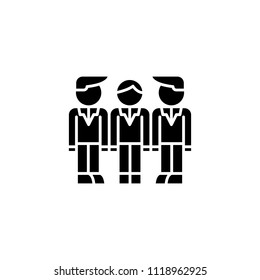 Business team black icon concept. Business team flat  vector symbol, sign, illustration.