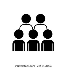 Business team black icon. Teamwork and partnership, collaboration and cooperation. Poster or banner for website. Organization of effective workflow. Cartoon flat vector illustration