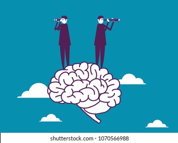 Business team and brain working. Vector illustration business searching concept.