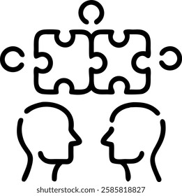 Business team brainstorming over puzzle pieces with candid expressions copy space on right. concept as A business team brainstorming over puzzle pieces with candid expressions highlighting creative pr