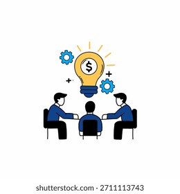 Equipe de negócios Brainstorming Ideia lucrativa com conceito de lâmpada de dinheiro