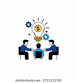 Business Team Brainstorming profitablen Idee mit Geld Glühbirne Konzept