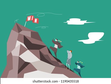 Business team Breakthrough to the mountain - Illustration
Leadership, Teamwork, Business, Success, Manager