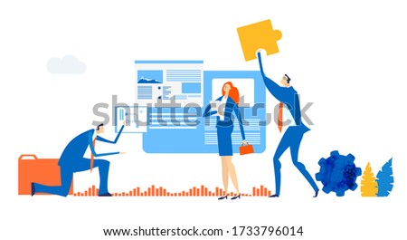 Business team by the  information board. 