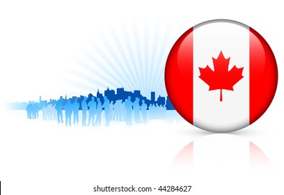 Business Team with Canada Internet Button Original Vector Illustration