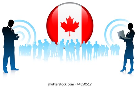 Business Team with Canada Internet Button Original Vector Illustration