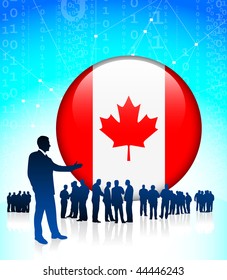 Business Team with Canada Internet Button Original Vector Illustration