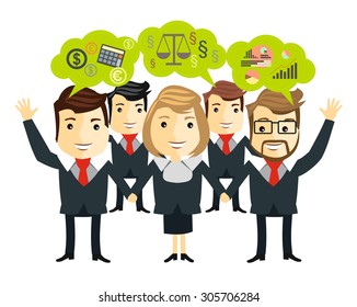 Business team. Cartoon characters.Vector illustration