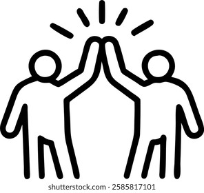 Business team celebrating puzzle success with high fives candid photo copy space below. concept as A business team celebrating puzzle success with high fives in a candid photo highlighting the joy and