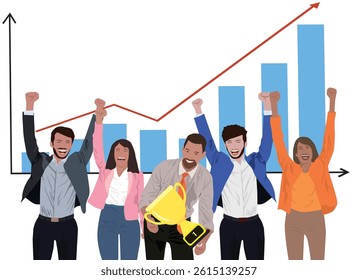 Business team celebrating success and growth