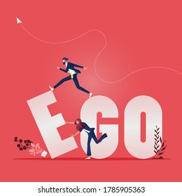 Business team change EGO to GO text-Business concept Vector, success, challenge, motivation, achievement and goal concept. Vector illustration.
