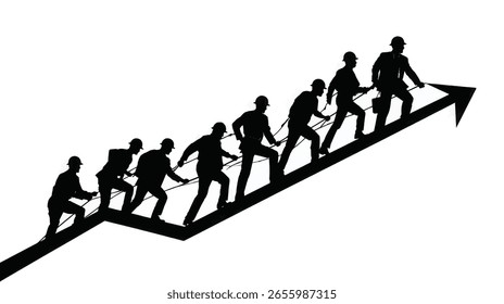 Equipe de negócios está subindo seta gráfico simbolizando sucesso, crescimento