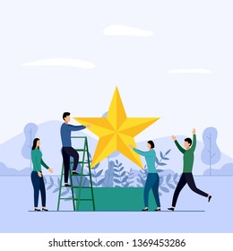 Business team and competition, achievement, successful, challenge, business concept vector illustration