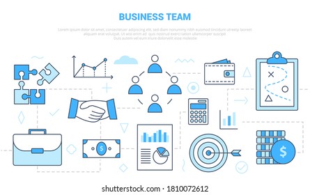 business team concept with icon set template banner with modern blue color style