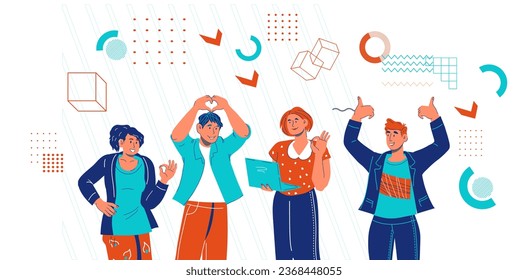 Business team concept with business people coming together to work towards goal within a business organization. Effective team building and manage a successful team, flat vector illustration isolated.