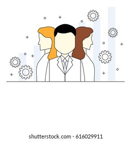 Business team concept thin line style illustration