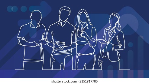 business team - continuous line drawing