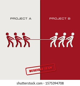 Business team for different projects. The dispute about projects in business - application