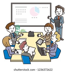 Business team is discussing business issues.