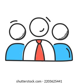 Business team doodle icon vector isolated. Concept of people working together, partnership, social communication.