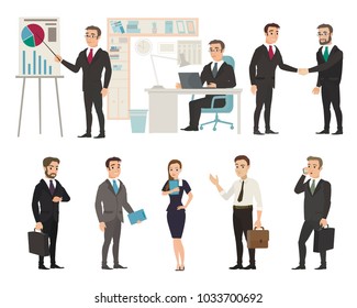 Business team of employees behind the workplace