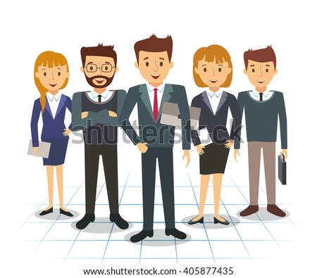 Business team of employees and the boss vector illustration