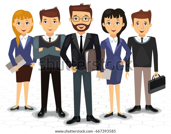 Business Team Employees Boss Vector Illustration Stock Vector (Royalty ...