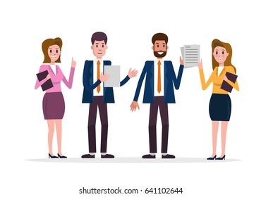 Business team of employees. flat character design. vector illustration