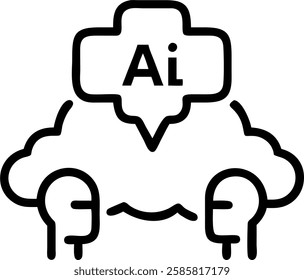 Business team engaging in AI based brainstorming session with copy space concept as Business team engages in AI based brainstorming session utilizing artificial intelligence tools to generate innovati