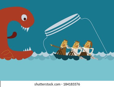 Business team face time big fish 