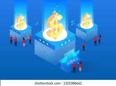 Business team financial data analysis research and statistics, e-commerce technology