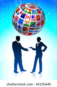 business team with Flags Globe Original Vector Illustration