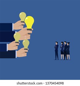 Business team given many ideas and choose best one