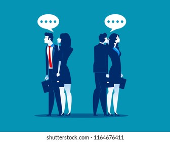 Business Team Gossip Something To Another. Concept Business Partnership Vector Illustration, Communication, Whisper.