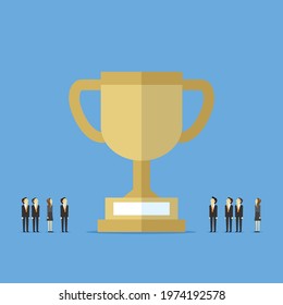 Business team has a high demand for trophies, Vector illustration in flat style