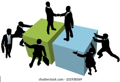 Business team help facilitate company deal partnership merger or collaboration