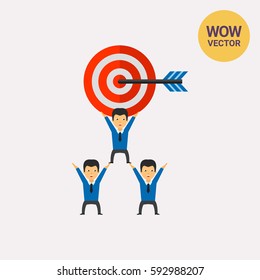 Business Team Holding Big Target Icon