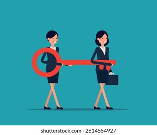Business team holding key. business Concept illustration stock illustration
