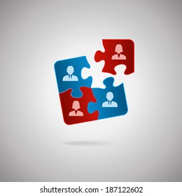 Business team, human resources cooperation, connection and unity concepts. Good team fit together like puzzle pieces. 