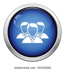 Business team icon. Glossy button design. Vector illustration.