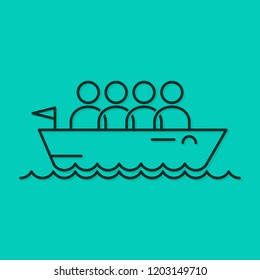 business team icon line boat concept  background