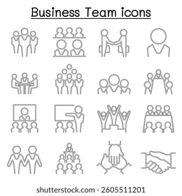 Business team icon set in thin line style