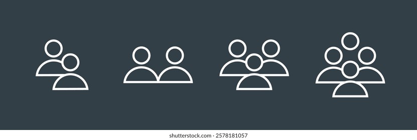 Business Team icons vector set. Group of people isolated.  Black silhouettes simple. Flat style. Vector