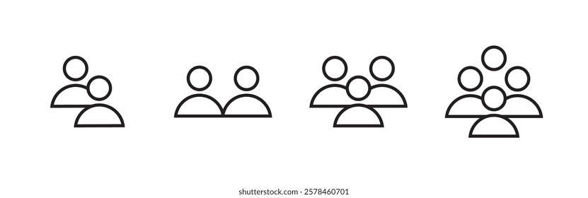 Business Team icons vector set. Group of people isolated.  Black silhouettes simple. Flat style. Vector