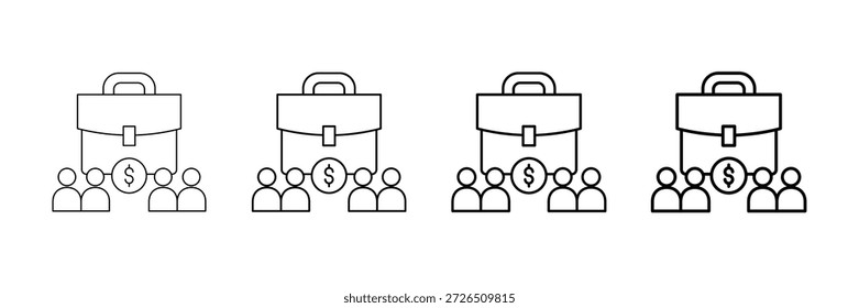 Vector de los iconos del Equipo del negocio fijado en diverso estilo de la línea del movimiento