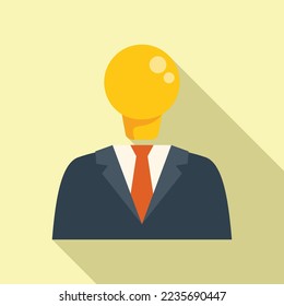 Vector plano de icono de idea de equipo de negocios. Solución creativa. Pensar en el cerebro