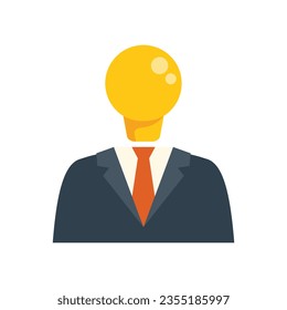 Vector plano de icono de idea de equipo de negocios. Solución creativa. Pensar en el cerebro aislado