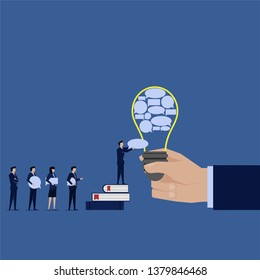 Business team input comment to idea building idea team work
